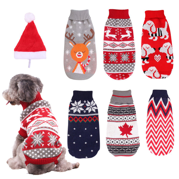 Suéter Tejido Cuello Alto Navideño para Perros