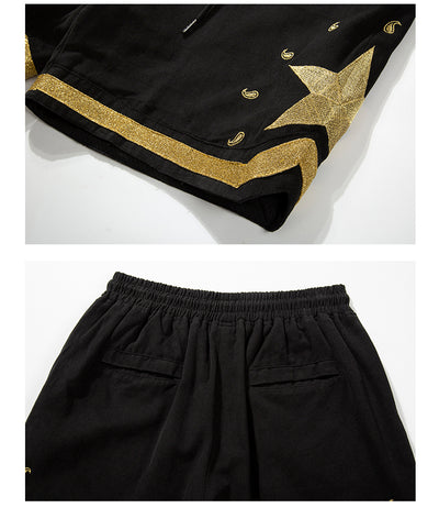 Shorts Militares de Lona Pesada con Bordado Dorado Floral - Image 15
