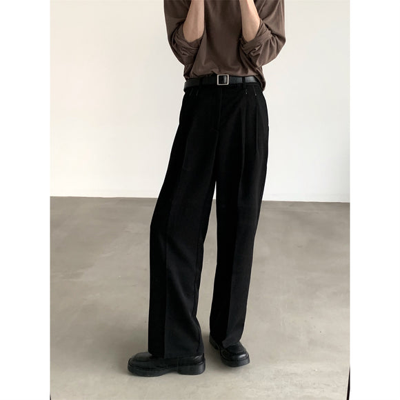 Pantalones Anchos Efecto Drapeado Estilo Urbano Relajado