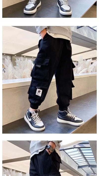 Pantalones Casuales de Trabajo Fleece con Bolsillos Múltiples para Niños y Adolescentes - Image 18