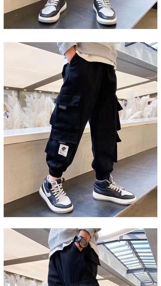 Pantalones Casuales de Trabajo Fleece con Bolsillos Múltiples para Niños y Adolescentes - Image 18