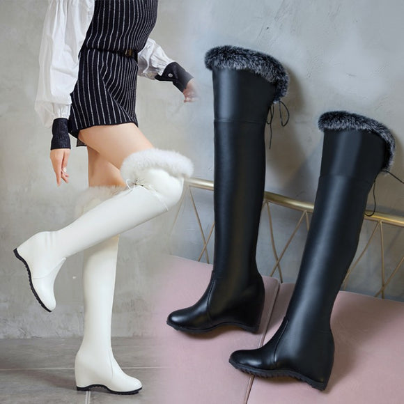 Botas Altas Invierno Mujer con Cuña y Forro Peludo