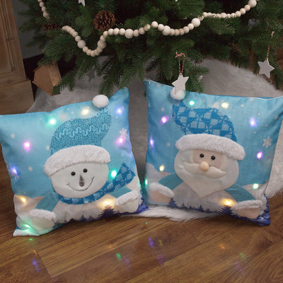 Juego de Fundas de Almohada Navideña Luminosas - Papá Noel y Muñeco de Nieve - Image 13