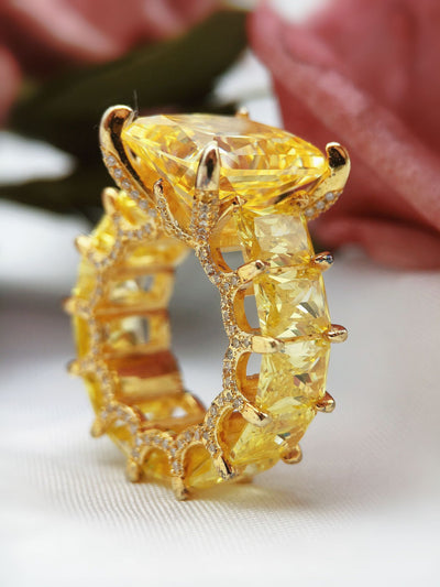 Anillo Octagonal de Plata 925 Amarillo Elegante - Image 3