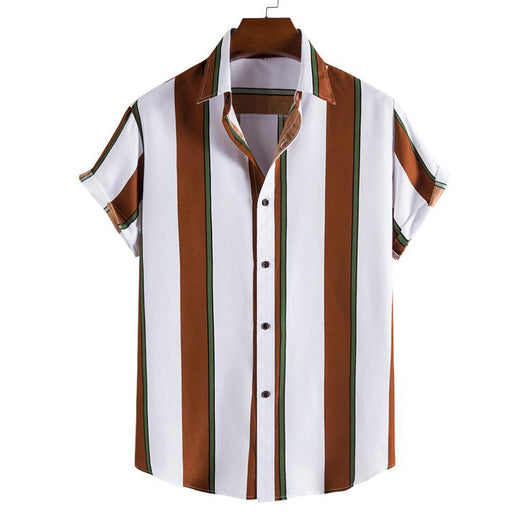 Camisa Casual de Rayas para Hombre - Manga Corta - Image 11