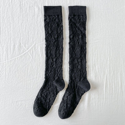 Calcetines Retro Lolita Malla Hueca Rayas Verticales Primavera Verano - Image 17