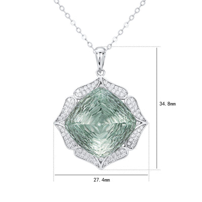 Conjunto de Collar Cadena Plata S925 con Colgante de Cristal Verde Natural - Image 9