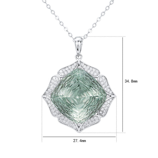 Conjunto de Collar Cadena Plata S925 con Colgante de Cristal Verde Natural - Image 9