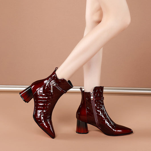 Botas Cortas de Tacón Alto para Mujer e Infantil - Invierno con Forro de Terciopelo - Image 8