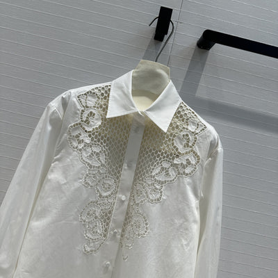 Blusa Elegante de Malla Calada Manga Larga para Mujer - Image 9