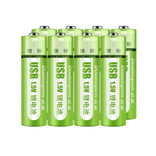 Two green USB rechargeable AA batteries with 1.5V constant voltage, labeled "Doublepow" and "USB 1.5V". - Image 11