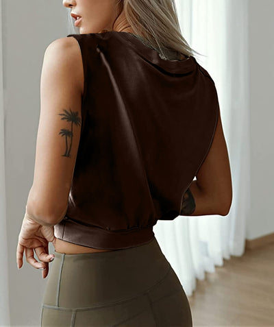 Blusa Básica Mujer Cuello Redondo Sin Mangas Color Liso - Image 13
