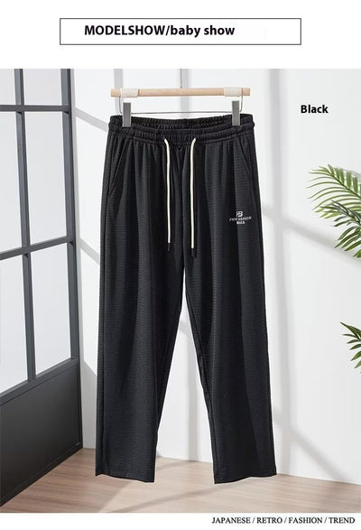 Pantalones Casuales Hombre Transpirables Seda de Hielo Cintura Elástica - Image 12