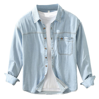Camisa Denim Retro Estilo Japonés Manga Larga para Hombre - Image 4