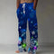 Pantalones Casuales Navideños con Estampado Santa Claus y Cintura Ajustable
