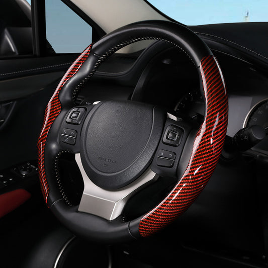 Funda Volante Fibra Carbono Brillo - Diseño Premium para Auto