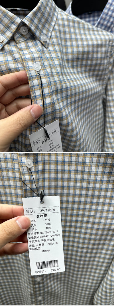 Camisa Casual de Cuadros en Algodón Puro para Primavera y Otoño - Image 12