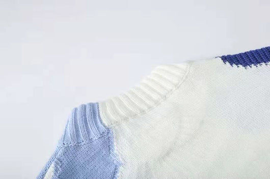 Blusa Escote V Estampada Temperamento - Pullover Base - Image 4