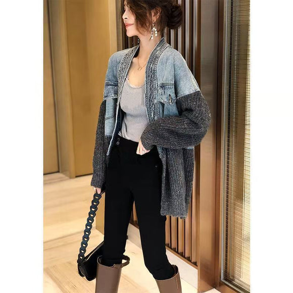 Cardigan de Punto con Costuras de Diseño para Mujer
