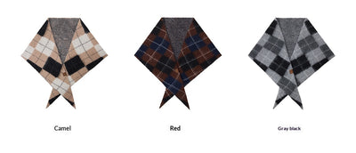 Bufanda Triangular de Lana y Algodón Jacquard Cuadros Retro - Cuello Cálido - Image 14