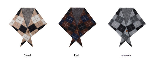 Bufanda Triangular de Lana y Algodón Jacquard Cuadros Retro - Cuello Cálido - Image 14