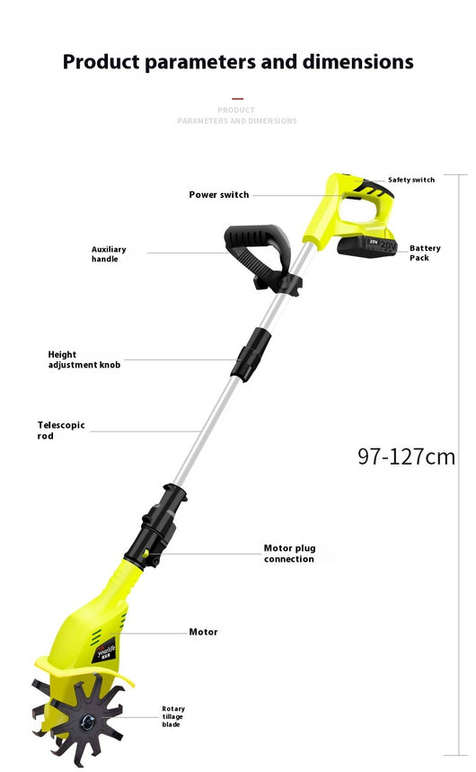 Motoazada Eléctrica Portátil de Litio - Cultivador de Suelo Profesional - Image 16