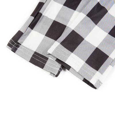 Family matching Christmas pajamas with black and white buffalo plaid sleeves and pants, featuring a reindeer graphic. - Image 8