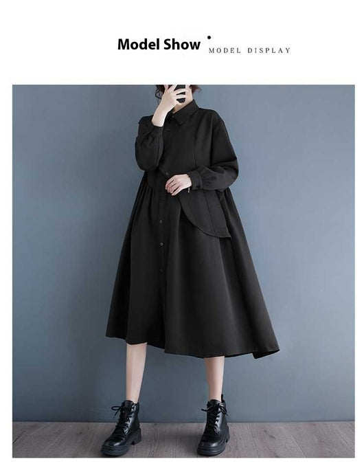 Vestido Camisero Negro Estilo Hepburn Irregulares - Image 11