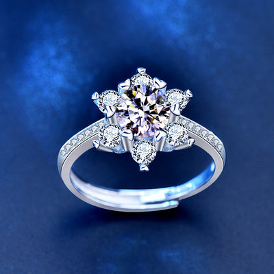 Anillo de Plata 925 con Moissanita Copo de Nieve para Mujer - Image 5