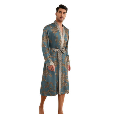 Bata Estampada para Hombre con Mangas Largas y Pantalón Corto - Image 5