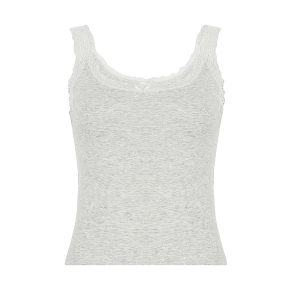 Chaleco Ajustado con Lazo de Encaje Dulce y Picante - Estilo Urbano Cuello en U - Image 5