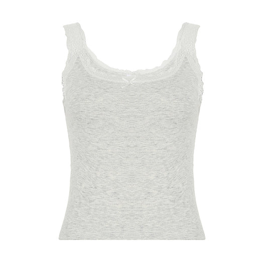 Chaleco Ajustado con Lazo de Encaje Dulce y Picante - Estilo Urbano Cuello en U - Image 5