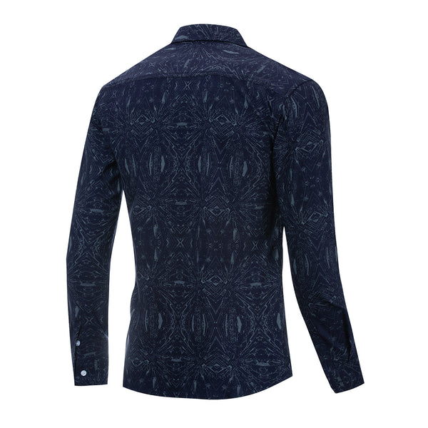 Camisa Casual de Algodón con Estampado para Hombre - Manga Larga Primavera Verano