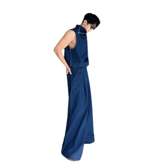 Chaleco Denim con Cuello Parado - Conjunto Perfil Jeans - Image 2