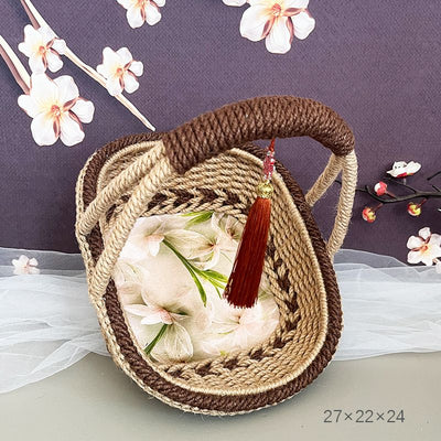 Canastas Tejidas a Mano en Fibra Natural - Estilo Rústico Pastoral - Image 8