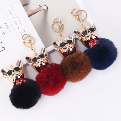 Llavero Perro Bulldog Francés con Pompón - Adorno para Auto y Bolso - Image 11