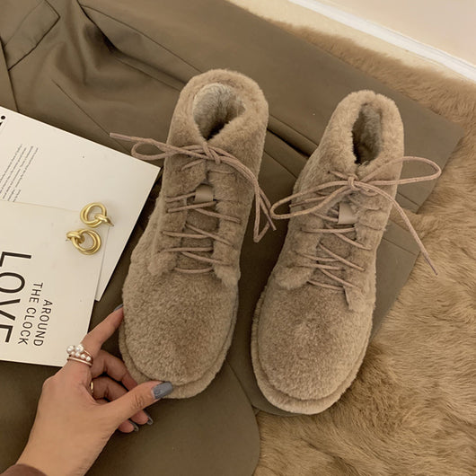 Zapatos de Algodón Cálidos con Forro de Lana y Pelaje Grueso - Image 2