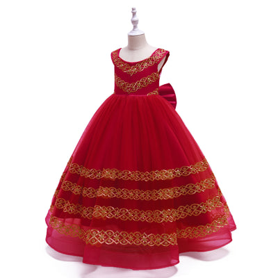 Vestido Princesa Niña Largo Bordado Liso - Image 3
