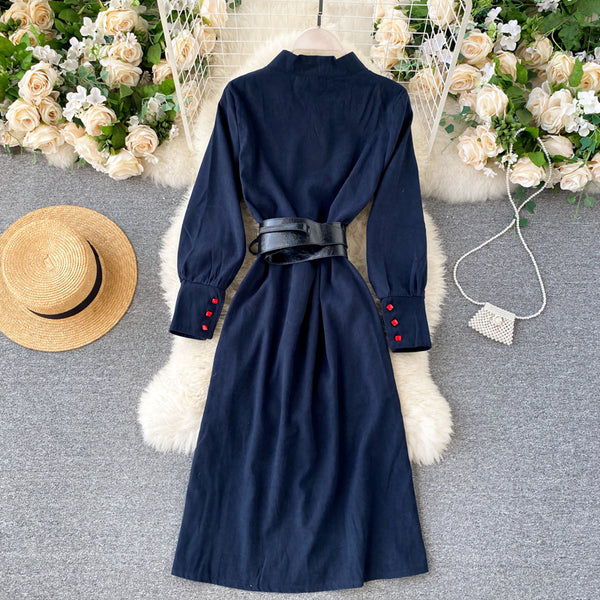 Vestido Camisero Elegante Contraste de Colores - Diseño Moderno Otoño Invierno