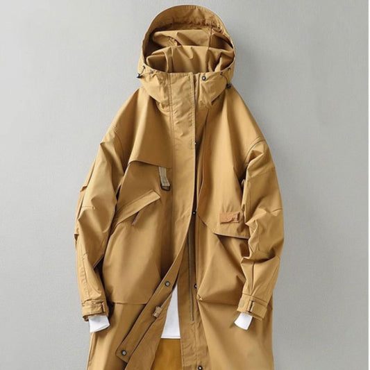 Abrigo Tipo Trench Hombre Primavera Otoño Largo