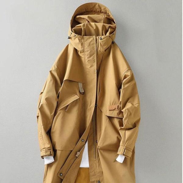 Abrigo Tipo Trench Hombre Primavera Otoño Largo