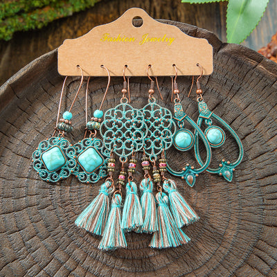 Aretes Geométricos Bohemios con Borlas Vintage para Mujer - Image 6