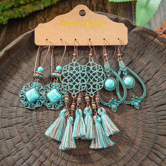 Aretes Geométricos Bohemios con Borlas Vintage para Mujer - Image 6