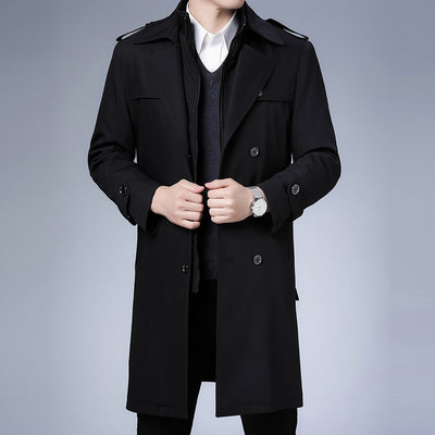 Chaqueta Cortavientos Doble Botonadura con Forro de Lana Desmontable para Hombre - Image 8