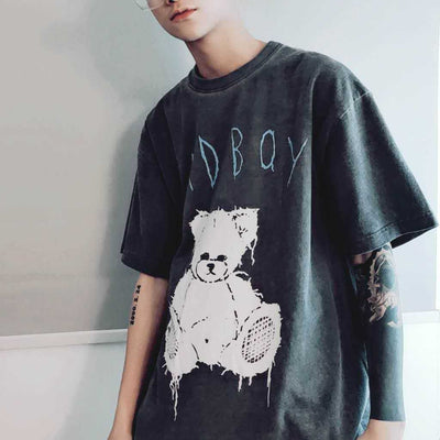 Camiseta Hombre Estampado Oso Vintage Desgastado - Image 14