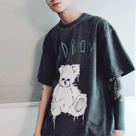 Camiseta Hombre Estampado Oso Vintage Desgastado - Image 14