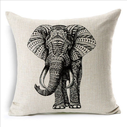 Funda de Almohada Elefante en Algodón y Lino - Image 2