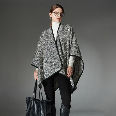 Chal de Lentejuelas Plateadas para Mujer - Elegancia Brillante