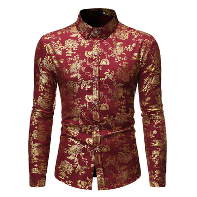 Camisa Casual de Hombre con Estampado Metalizado y Solapa - Image 17