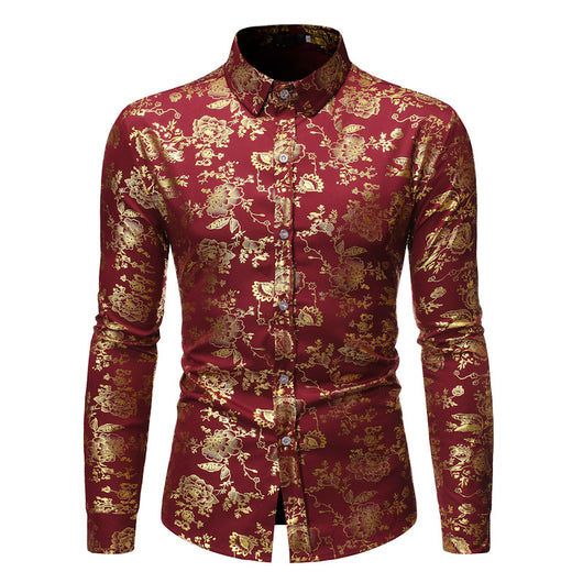 Camisa Casual de Hombre con Estampado Metalizado y Solapa - Image 17